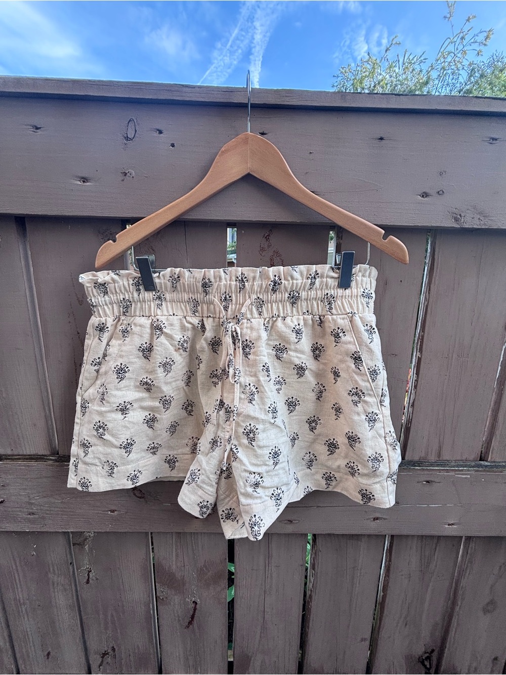 a new day Cream Floral Paperbag Waist Shorts with Drawstring